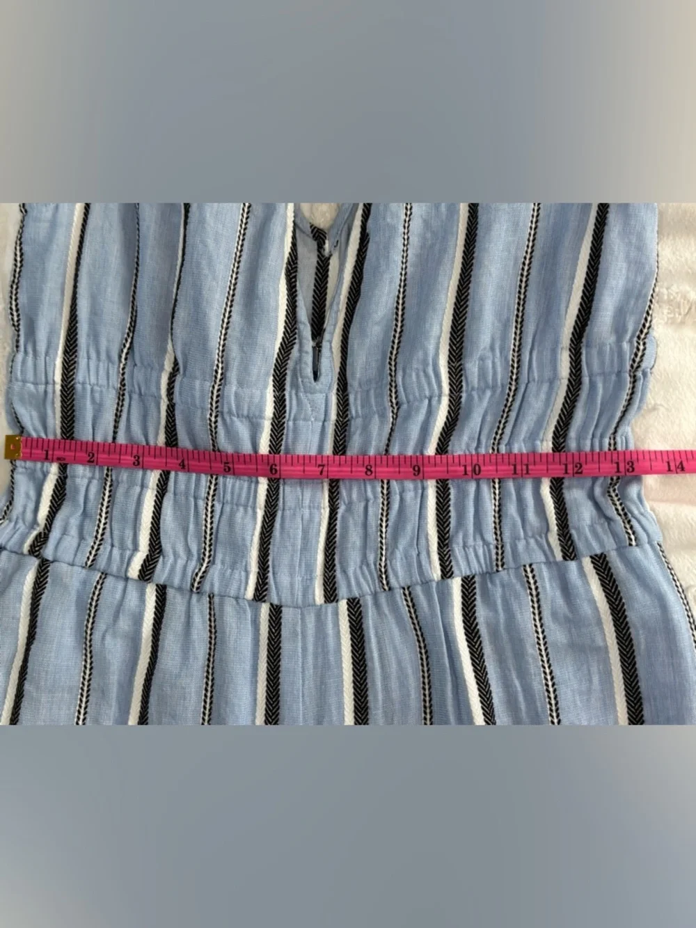 Red Carter Light Blue Sleeveless Striped Jumpsuit - Picture 15 of 16